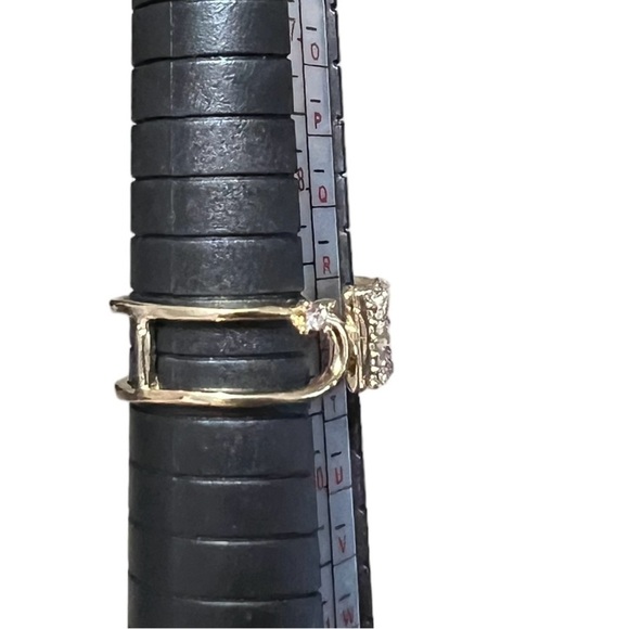 Gold Plated Double Belt Buckle Women’s Ring- Size 9 - Picture 5 of 8